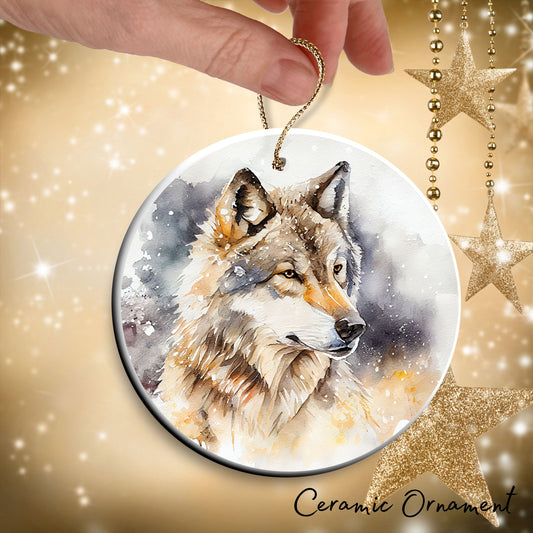 Winter Wolf Ceramic Ornament 31-03