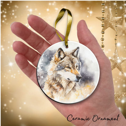 Winter Wolf Ceramic Ornament 31-03