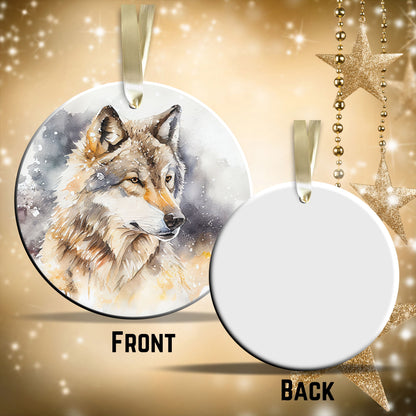 Winter Wolf Ceramic Ornament 31-03