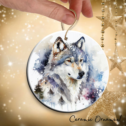 Winter Wolf Ceramic Ornament 31-03