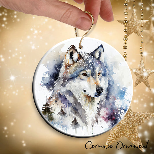 Winter Wolf Ceramic Ornament 31-04