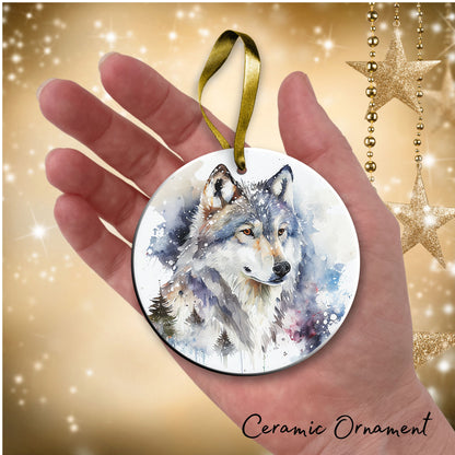 Winter Wolf Ceramic Ornament 31-03