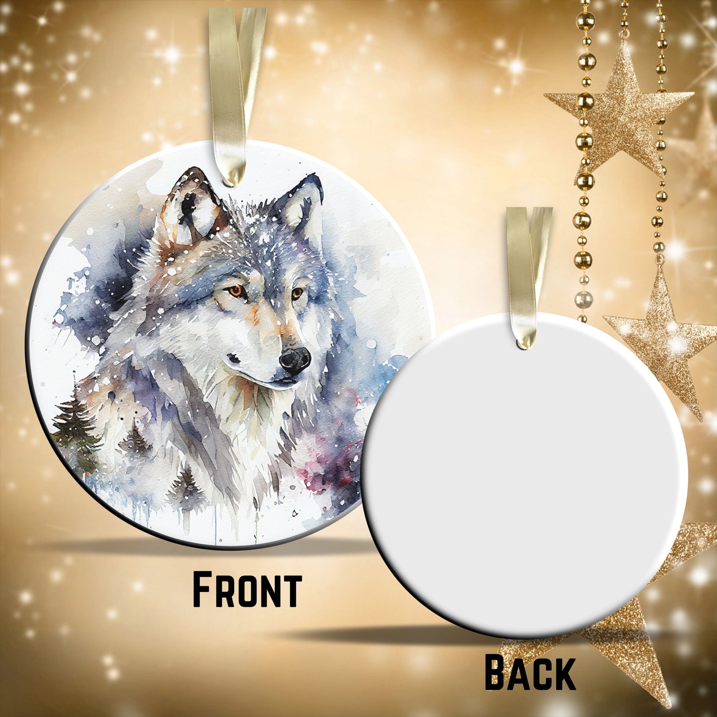 Winter Wolf Ceramic Ornament 31-03