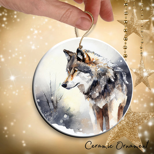 Winter Wolf Ceramic Ornament 31-05