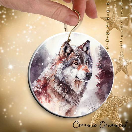 Winter Wolf Ceramic Ornament 31-06