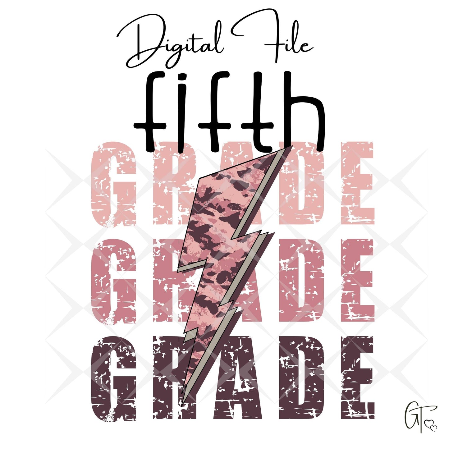 Camo Pink Lightening Bolt Back to School Digital File