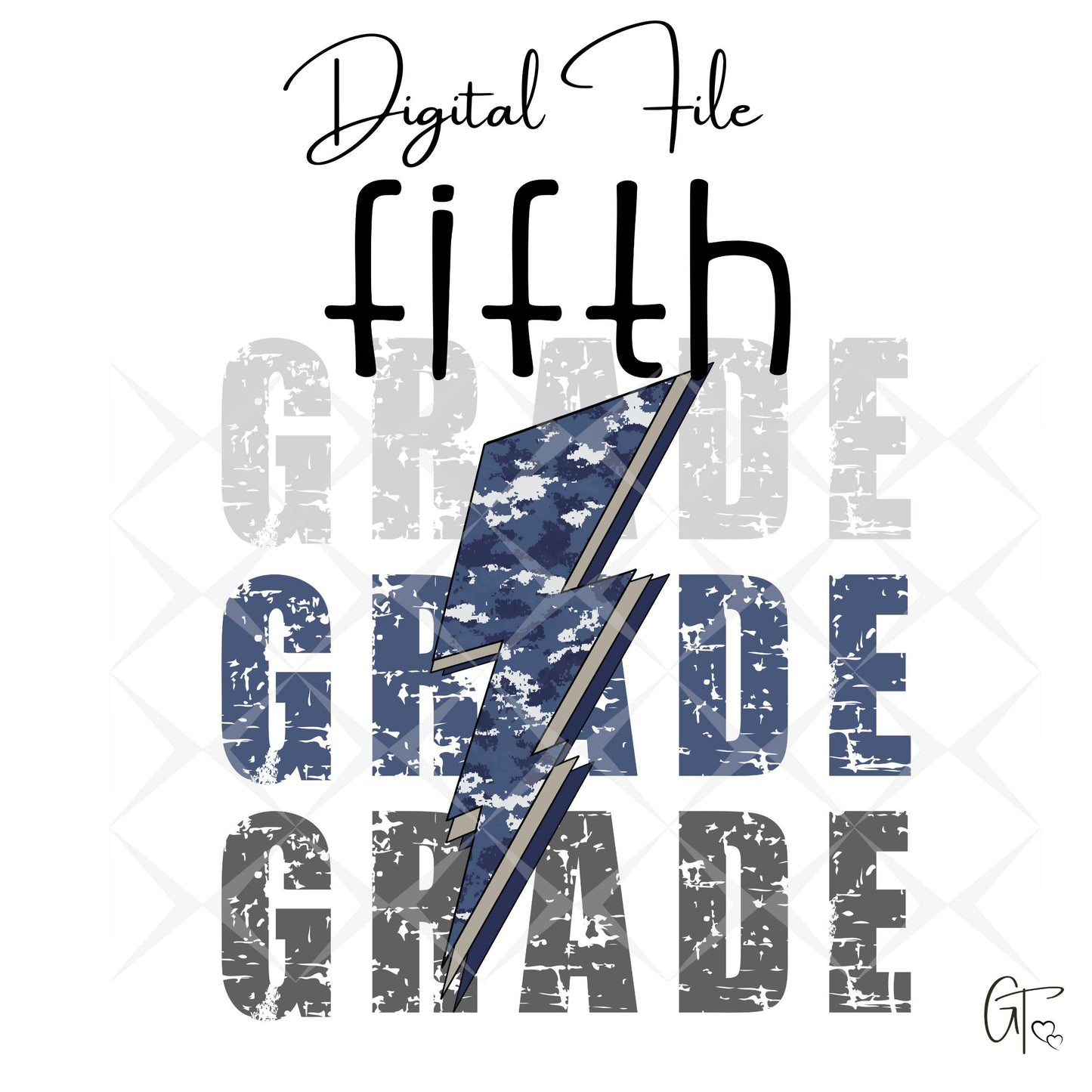 Camo Blue Lightening Bolt Back to School Digital File