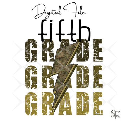 Camo Guard Lightening Bolt Back to School Digital File