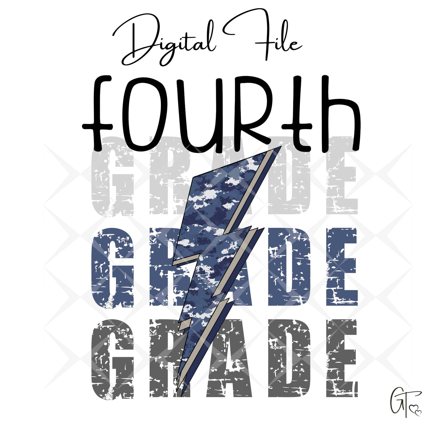 Camo Blue Lightening Bolt Back to School Digital File