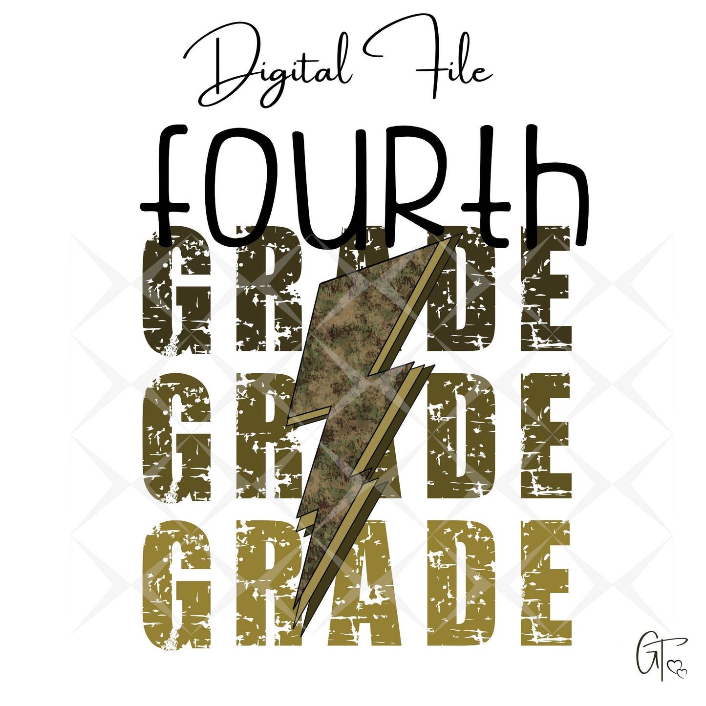 Camo Guard Lightening Bolt Back to School Digital File