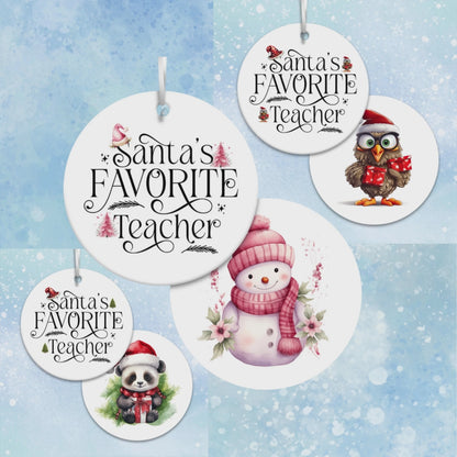 Santa's Favorite Teacher Ceramic Ornament 23-03