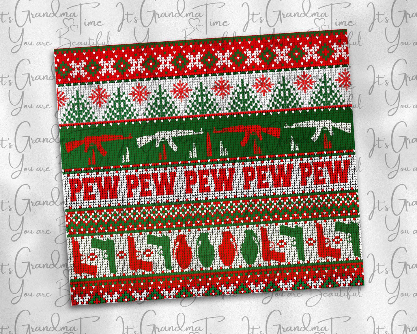 Ugly Christmas Sweater Pew Pew Tumbler